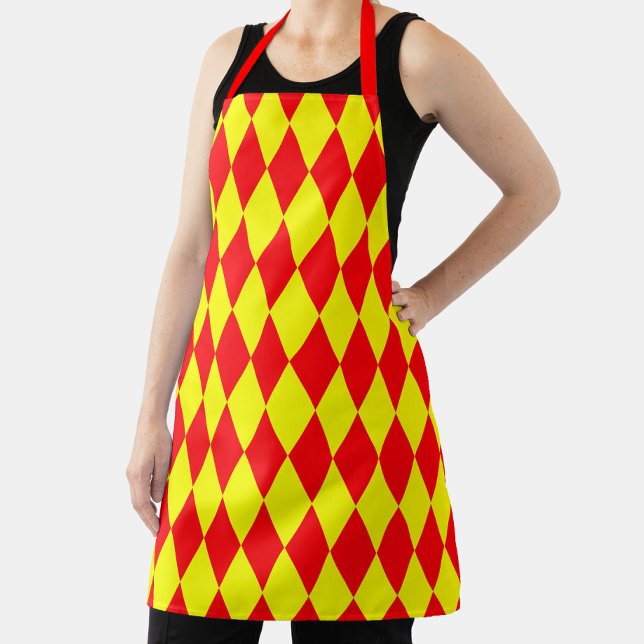Tablier Motif à carreaux Harlequin rouge jaune  (Créateur téléchargé)