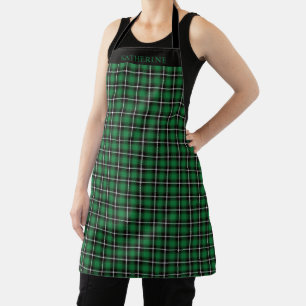 Tablier Motif à carreaux vert foncé personnalisable