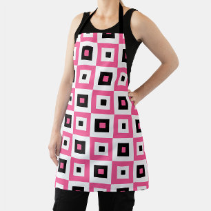 Tablier Motif à carrés à damier rose noir et blanc