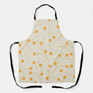 Tablier Motif à fleurs les années 70 beige orange rétro Y2