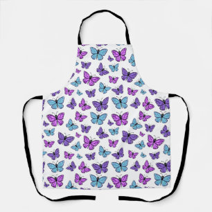 Tablier Motif à papillons violets, bleus et roses