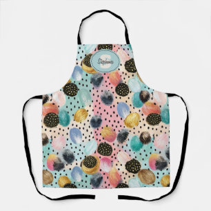 Tablier Motif Abstrait brosse et Pointe Polka