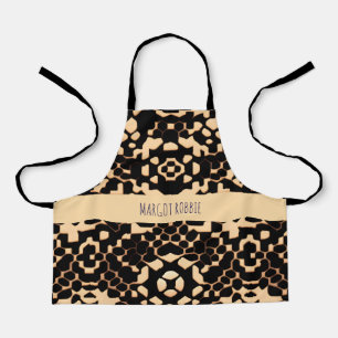Tablier Motif Abstrait de soccer mi-ton noir de biege