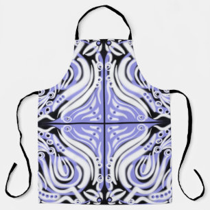 Tablier Motif Abstrait mauve noir blanc