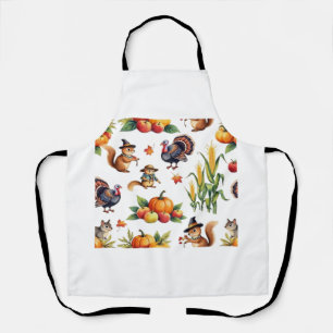 Tablier Motif aquarelle de récolte festive d'automne T- cl