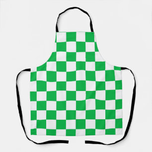 Tablier Motif blanc À damiers blanc vert