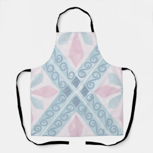 Tablier motif bleu en forme de diamant