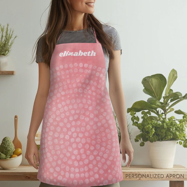Tablier Motif Boho Dot moderne avec nom de script (Personalized Apron)