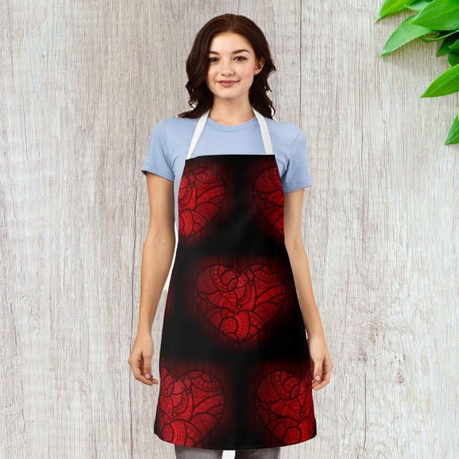 Tablier Motif boho romantique du coeur de Mandala rouge co (Créateur téléchargé)