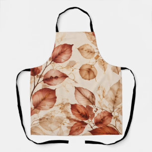 Tablier Motif botanique de feuilles d'automne en cuivre do