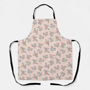Tablier Motif botanique floral sarcelle rose