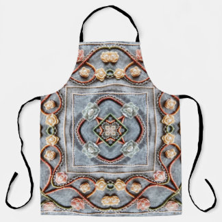 Tablier Motif broderie avec dentelle de fil de coton, perl