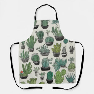 Tablier Motif Cactus Vert