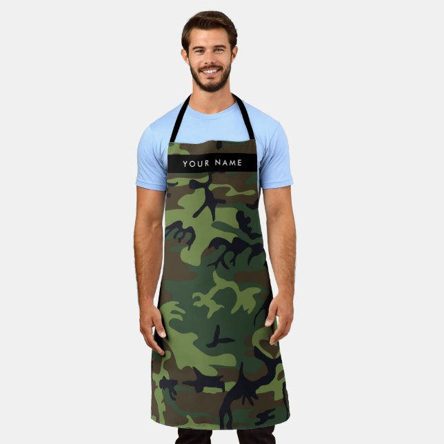 Tablier Motif Camouflage Vert, Votre nom, Personnaliser (Porté)