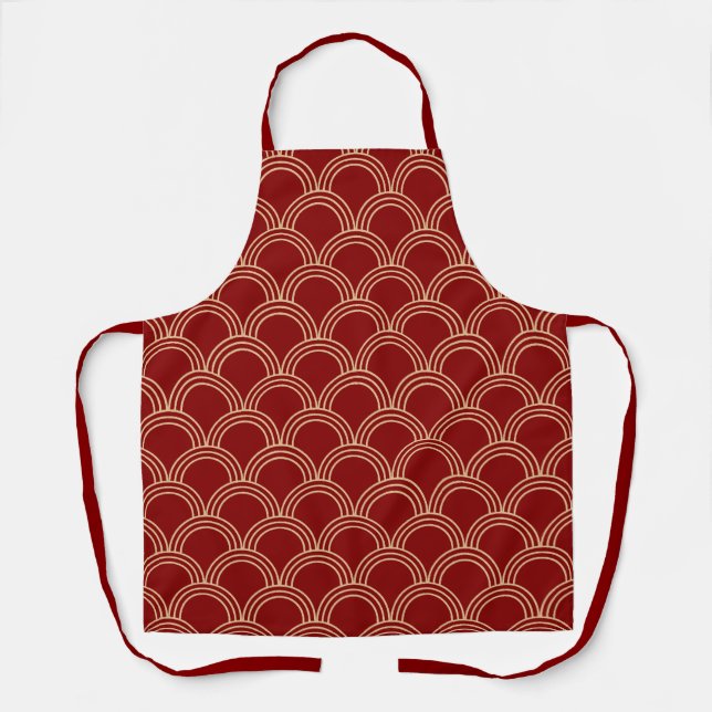 Tablier Motif chinois traditionnel rouge et or (Recto)
