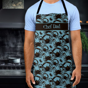 Tablier Motif Crabes Chef Bleu Cadeau Pour Lui