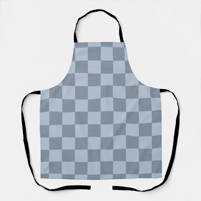 Tablier Motif damier bleu poudre minimaliste (Recto)