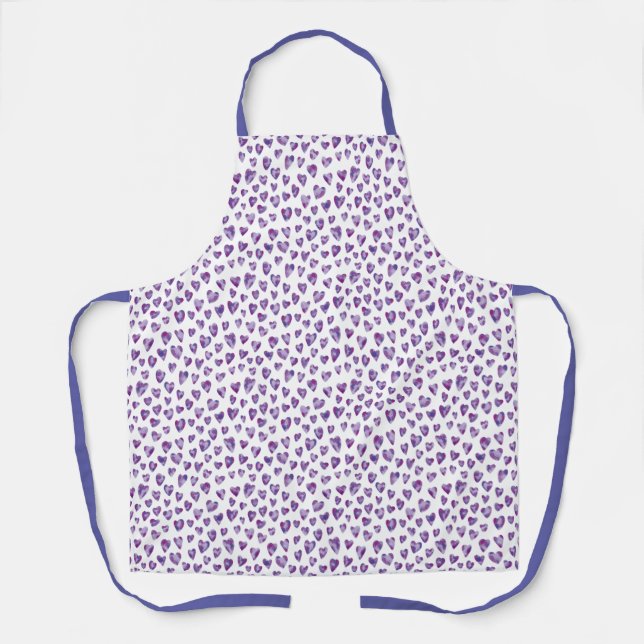 Tablier Motif d'aquarelle coeur d'amour violet (Recto)