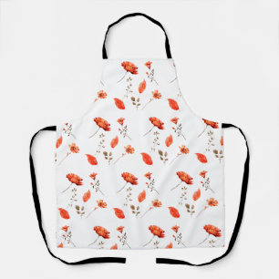 Tablier Motif d'aquarelle Fleur sauvage orange
