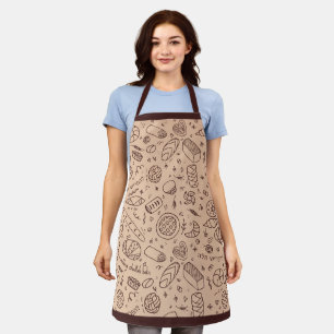 Tablier Motif de boulangerie dessiné à la main sur le thèm