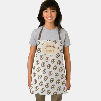 Tablier Motif de Bretzel Beige Dessiné à la Main et Mignon