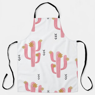 Tablier Motif de cactus à fleurs d'aquarelle transparente.