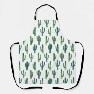 Tablier Motif de cactus aquarelle. Vert mignon botanique