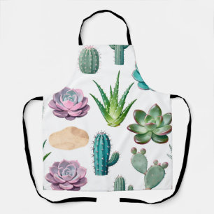 Tablier Motif de cactus succulent à l'aquarelle