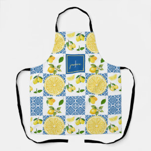 Tablier Motif de carreaux de campagne française avec monog