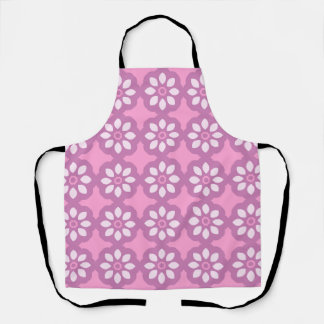 Tablier Motif de carreaux rétro Fleur rose