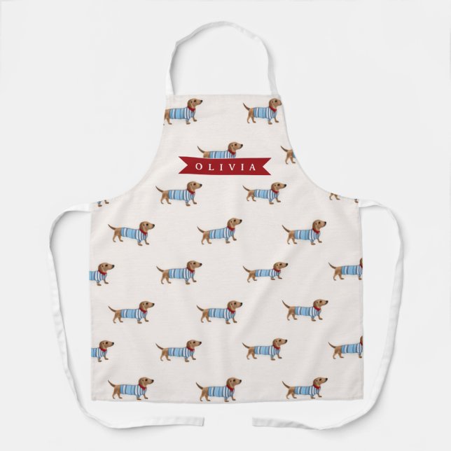 Tablier Motif de chien Dachshund mignon et chic personnali (Recto)