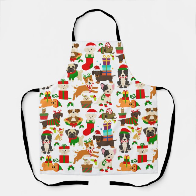 Tablier Motif de chien mignon de Noël (Recto)