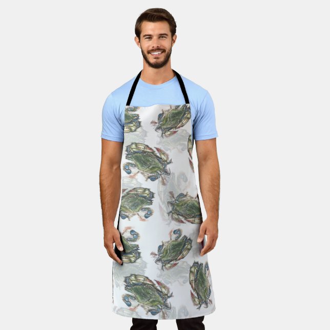 Tablier Motif de crabe bleu (Porté)