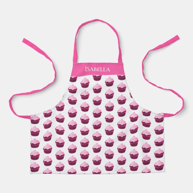 Tablier Motif de Cupcake rose moderne personnalisé (Recto)