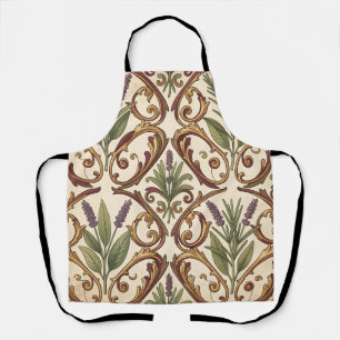 Tablier Motif de défilement or et lavande Romarin