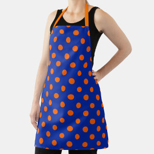 Tablier Motif de design à pois orange sur fond bleu 