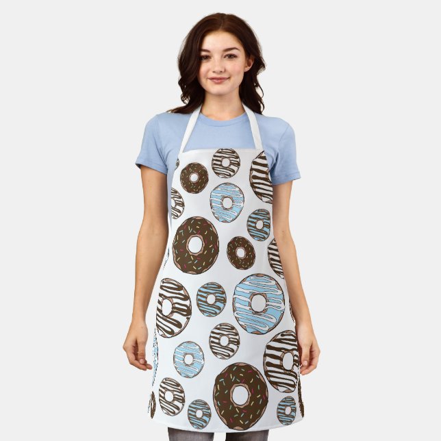 Tablier Motif De Donuts, Donuts Bleus, Donuts Brown (Porté)