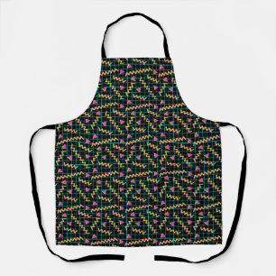 Tablier motif de doodle Retro Black & Neon des années 80/9