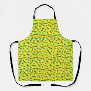 Tablier motif de doodle rétro Neon Jaune des années 80/90