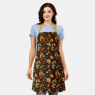 Tablier Motif de feuillage d'automne à thème vintage monog