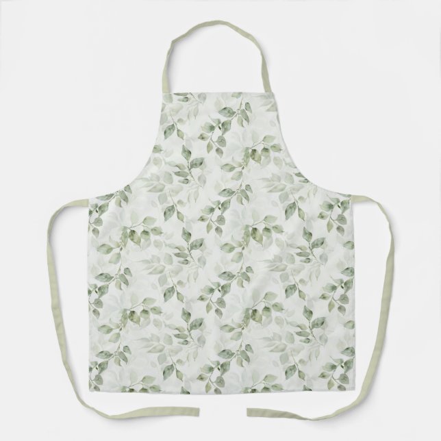 Tablier Motif de feuille verte botanique (Recto)