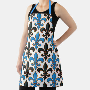 Tablier Motif de fleur de lis baroque noir bleu Design 