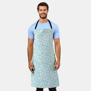 Tablier Motif de fleur de marguerite blanc jaune cyan