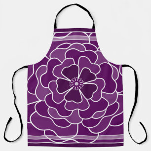 Tablier Motif de fleurs abstraites violet foncé