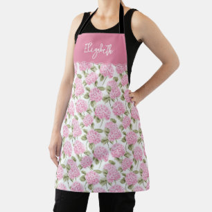 Tablier Motif de fleurs d'hydrangea rose élégant Nom