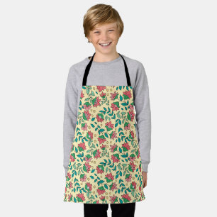 Tablier Motif de fleurs et de feuilles pressées dessinées 