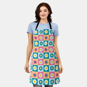 Tablier Motif de fleurs pastel colorées Rétro Mignon