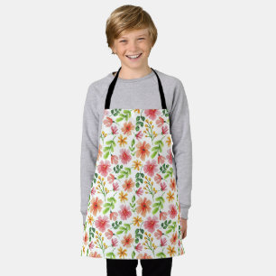 Tablier Motif de fleurs roses à l'aquarelle