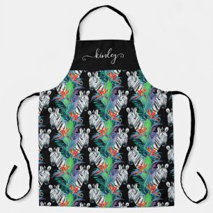 Tablier Motif De Fleurs Zébrées Et Exotiques