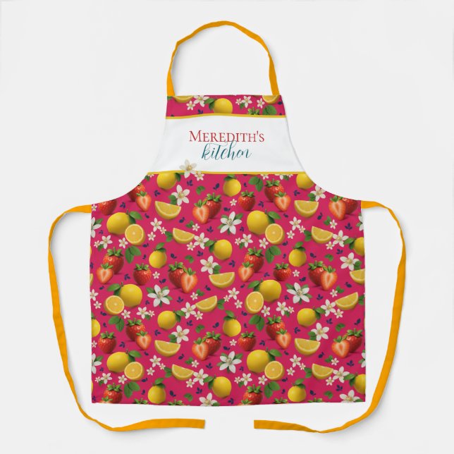 Tablier Motif de fraise et de citron frais (Recto)
